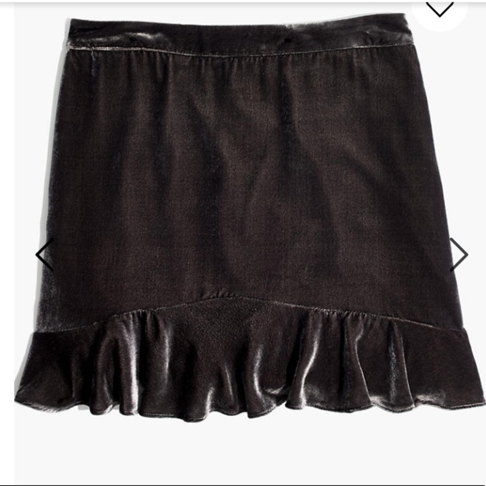 Madewell Velvet Ruffle Edge Skirt | Dark Gray | NWT